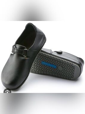 Birkenstock Dark Black Leather non-slip work Clogs